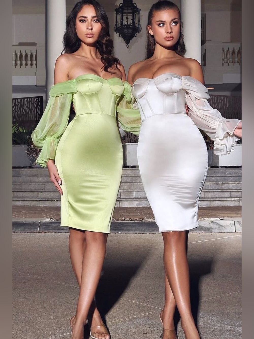 Miss Circle Lydia Lime Off the Shoulder Dress